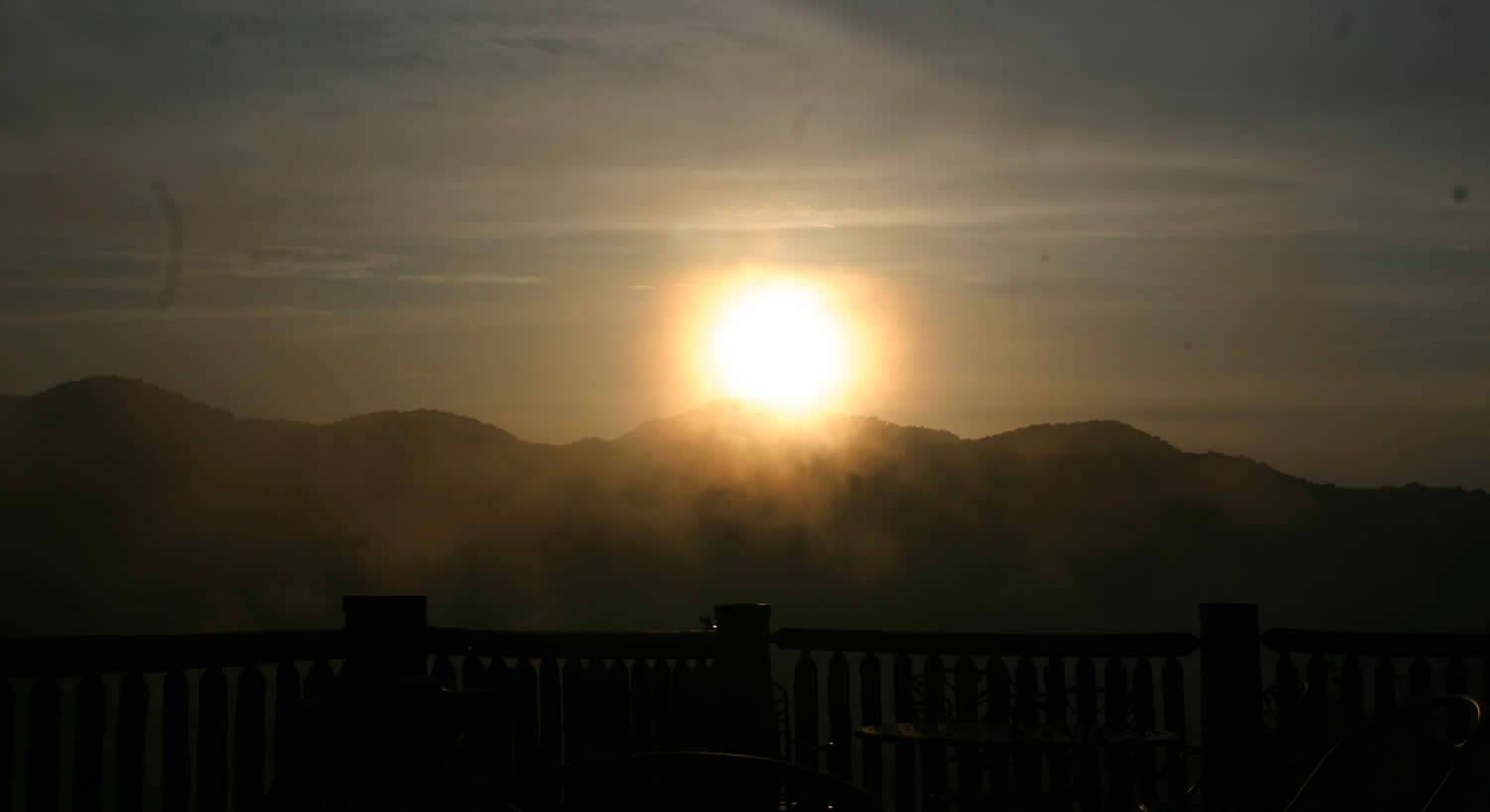 Sunset over the mountain ridge seen from Wildberry Lodge