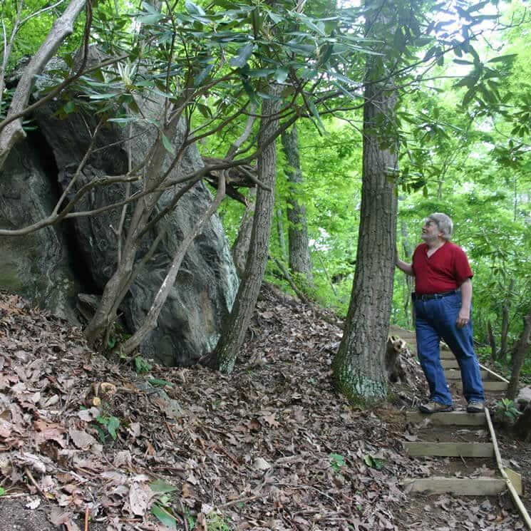 Hiker on the trails at Wildberry Lodge